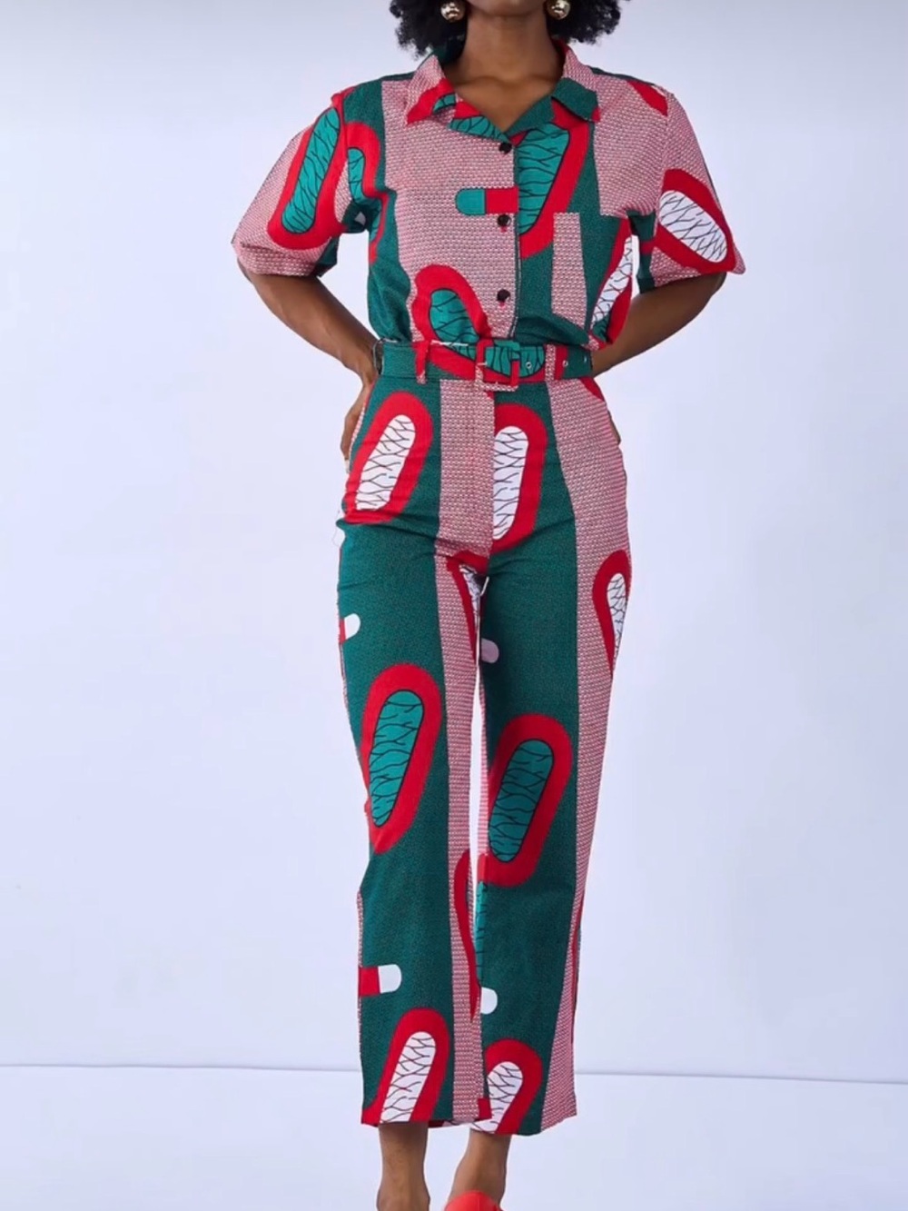 New YEVU Harry High Pant in Oval Print